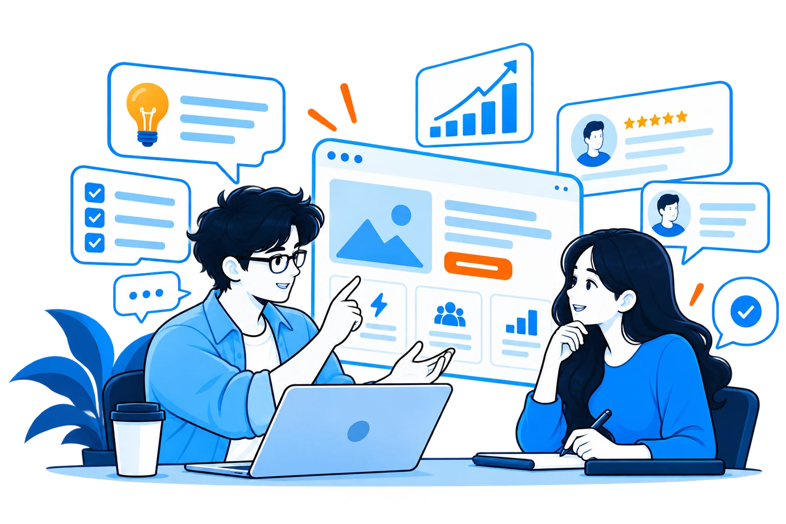 A founder interviewing a potential customer while two teammates take notes