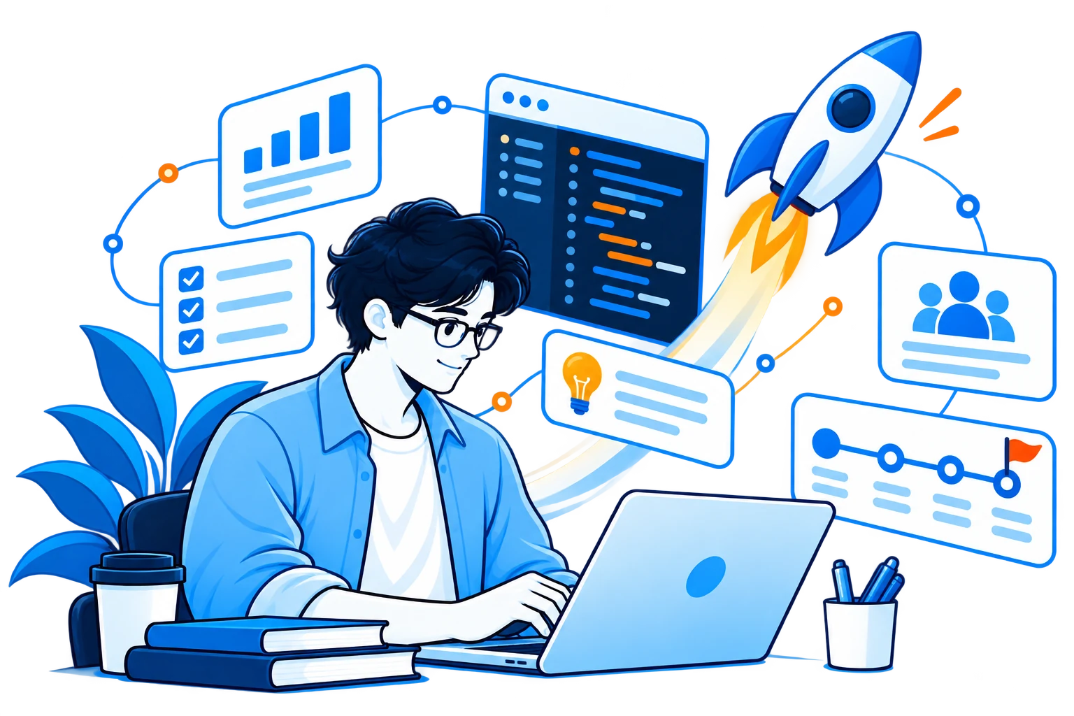 A team working in a shared project workspace with tasks and milestones